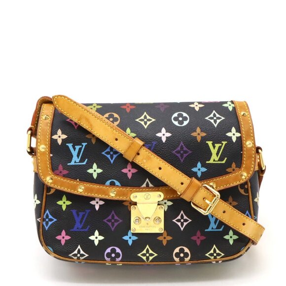 Authentic LOUIS VUITTON Monogram Multicolor Sologne Black Crossbody Shoulder Bag